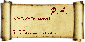 Pádár Arnó névjegykártya